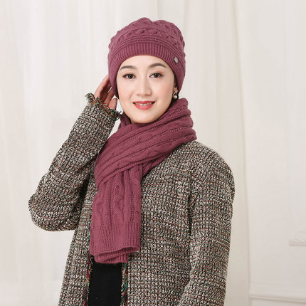 中老年人帽子女冬天中年妈妈毛线老人帽子女奶奶老太太秋冬季保暖