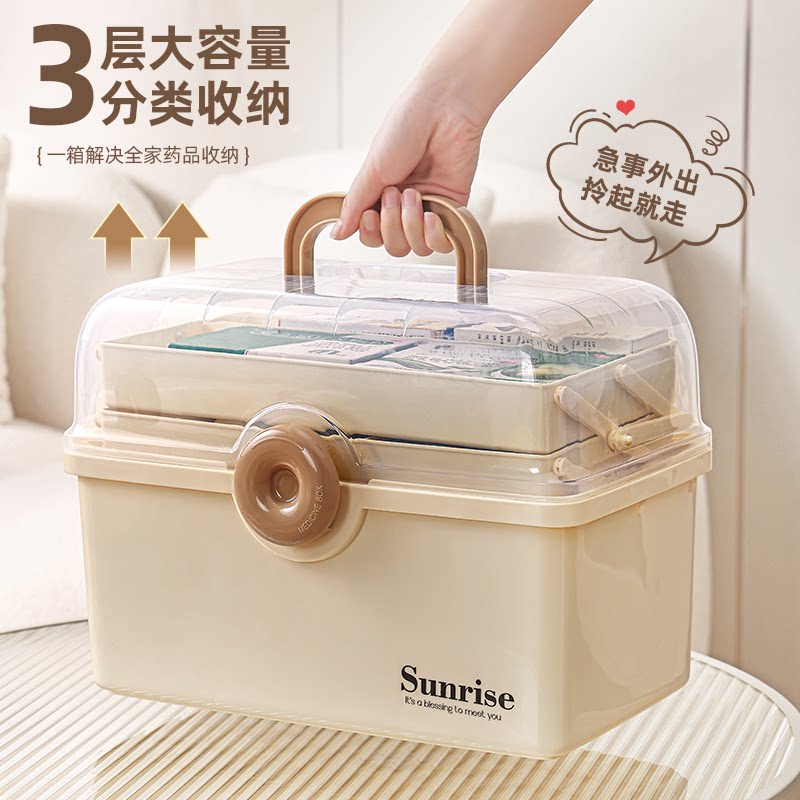 Medicine Box Home Dress Home Big Number Medicine Box Drug Containing Box Drug Containing Box Large Capacity First Aid Medical Box-Taobao