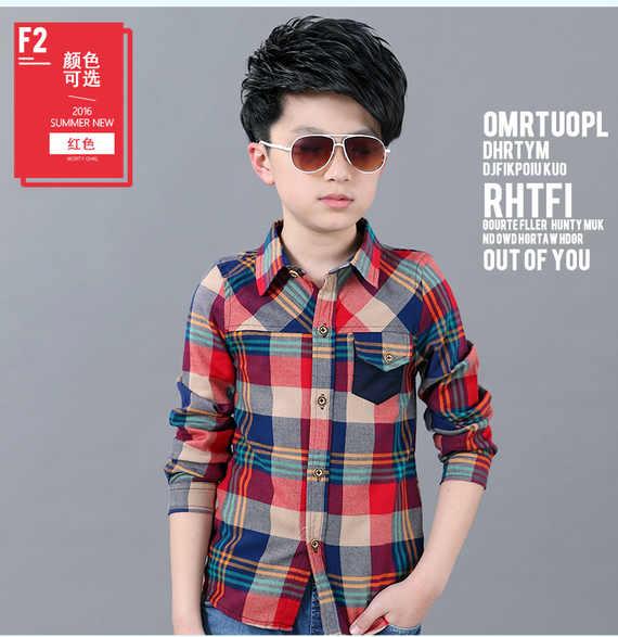 Áo sơ mi kẻ sọc 6 trẻ em 7 áo 8 tay dài 9 bé trai 10 bé trai cotton 5 áo 4 phiên bản Hàn Quốc 15 tuổi 12 áo sơ mi hàn quốc