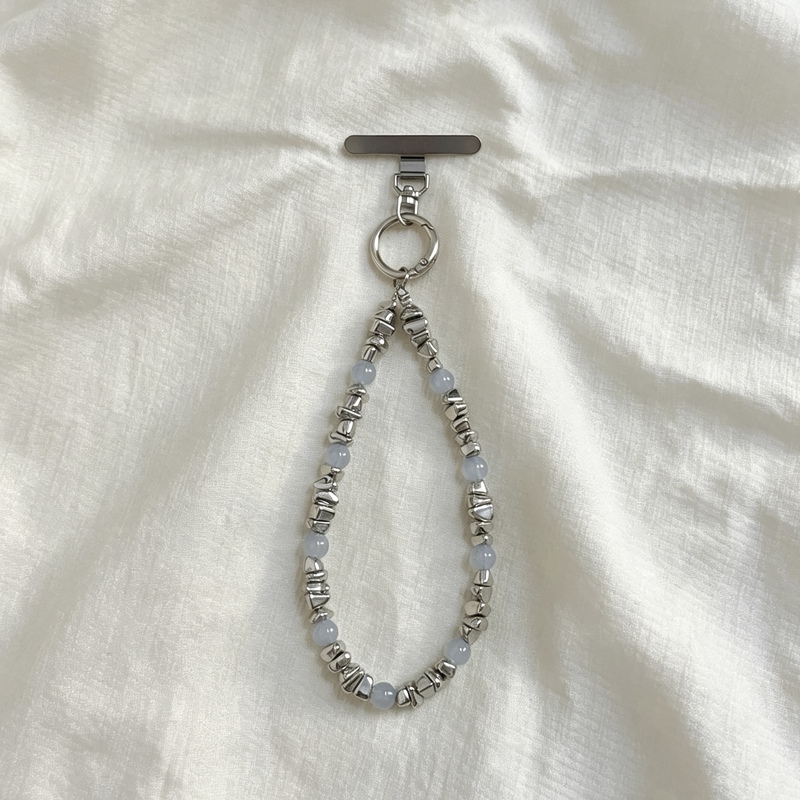 Minimalist Y2K Style Phone Chain with Metallic Beads, Phone Strap, Bag Charm, Keychain, Phone Lanyard with Metal Buckle Minimalist Y2K Style Phone Chain with Metallic Beads, Phone Strap, Bag Charm, Keychain, Phone Lanyard with Metal Buckle
