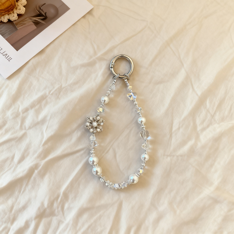 Mobile Phone Chain Versatile Simple Crystal Christmas Snowflake Ccd Lanyard Phone Chain Keychain Accessory Anti-Drop Pendant