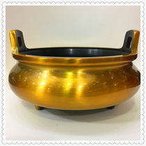 Pure copper square ear three-legged incense burner household indoor incense burner line incense stand incense burner offering burner for Buddha sandalwood burner special offer