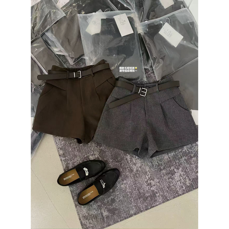 9.16/“Classic Wool Shorts” Autumn/Winter Must-Have ~ Belted Commuter Versatile Woolen A-Line Slimming Shorts 9.16/“Classic Wool Shorts” Autumn/Winter Must-Have ~ Belted Commuter Versatile Woolen A-Line Slimming Shorts
