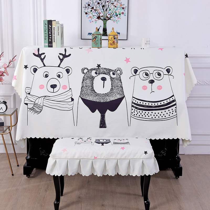 Minimalist modern piano big cover towels Cartoon Piano Hood Full Cover Printed Piano Beatle cloth Art Recommended
