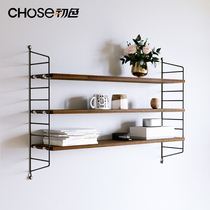 Nordic wall shelf Punch-free word partition Wrought iron TV wall wall hanging bedroom shelf bookshelf