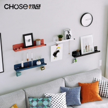 Wrought iron wall shelf punch-free wall hanging living room TV wall decoration pylons Nordic wall partition book shelf