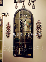 Retro do old wrought iron wall dressing mirror floor mirror full length mirror porch decoration mirror frame