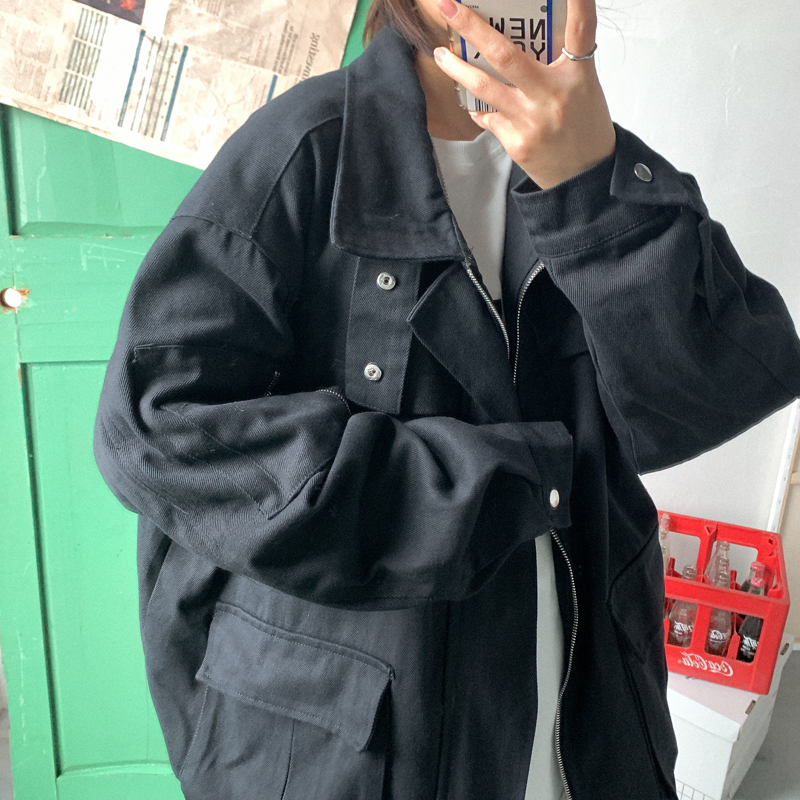 Tooling jacket Mens Korean version of the loose wild trend ins Hong Kong wind chic ruffian handsome couple jacket spring and autumn students