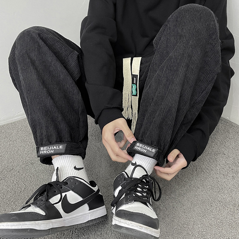 Light Core Suede Pants Men's Spring Autumn 2022 New Korean Version Trend Magic Sticker Casual Pants Male Loose & Ins Wind