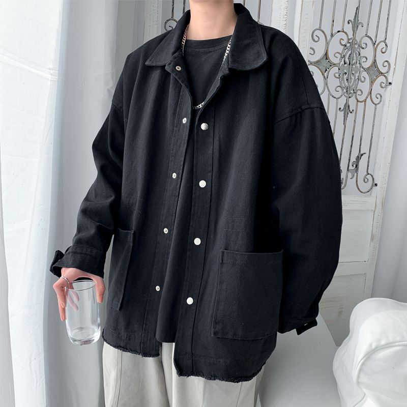 Tooling jacket Mens spring and autumn trend bomber jacket mens handsome loose cotton wild student shirt long sleeve