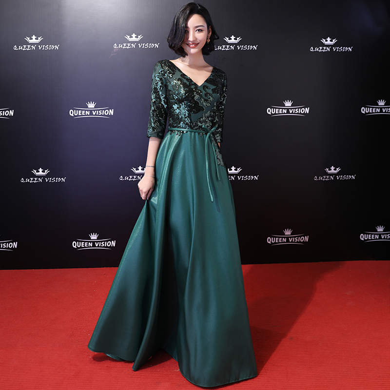 Evening Dress for Women, Long Style, 2025 New Model, Stage Chorus Attire, Elegant Socialite Banquet Host Gown, Grand Dress