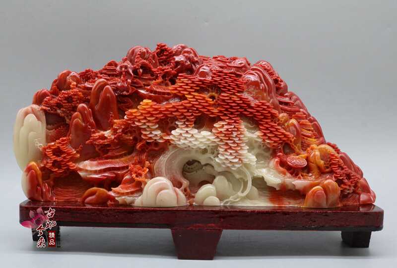 石置物 寿山石 石雕刻 人物雕刻 高26cm 寿山人物摆件- Top 100件寿山