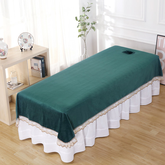 Beauty bed sheets for beauty salons, high-end thickened and warm crystal velvet physiotherapy and massage sheets, customized with holes