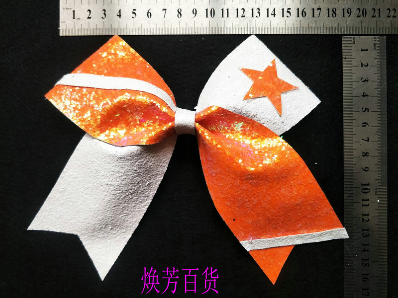 Orange White Cheerleading Fitness Fuck Jazz Skills Dance Competition Butterfly Knot Hair Accessories Hair Shiny Shiny Pieces