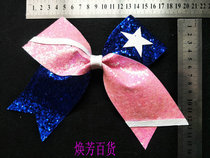 Treasure Blue Pink cheerleading cheerleading dance competition butterfly knot headgear emblared with shiny shiny shiny slices