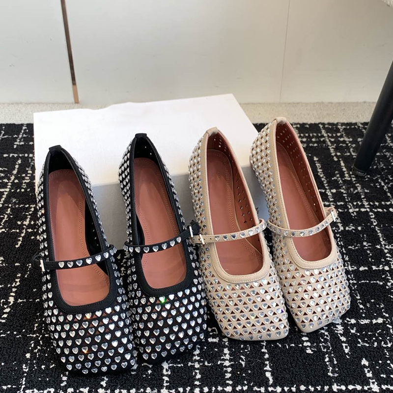 Lost Snower Spring New Flat Rhinestone Shoes Pearl Mary Jane Women's Shoes