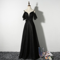 Black suspender evening dress female 2021 new banquet dress annual party birthday party thin dress small dress skirt