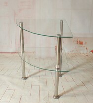 Triangle table Simple corner small coffee table Triangle Nordic corner living room All glass round transparent double layer