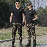 Черная камуфляжная футболка, штаны