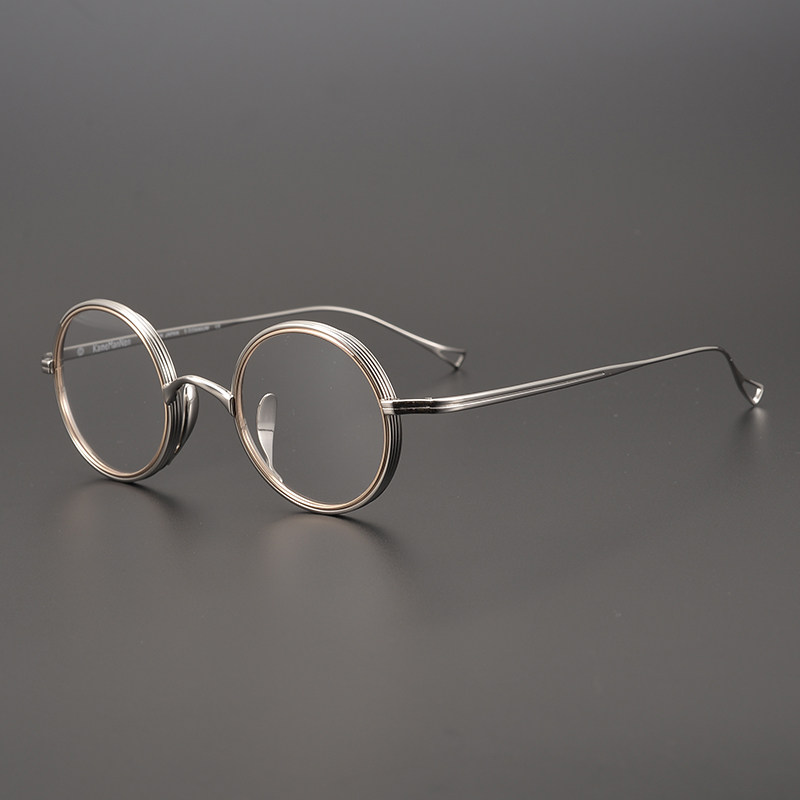 Japanese handmade glasses ultralight pure titanium retro round frame size face Men and women Height Number of glasses frame to be thin