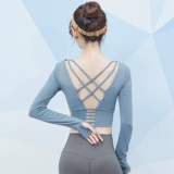 Осенний спортивный лонгслив для йоги, футболка, сексуальный топ с чашечками для тренировок для спортзала, в обтяжку, для бега