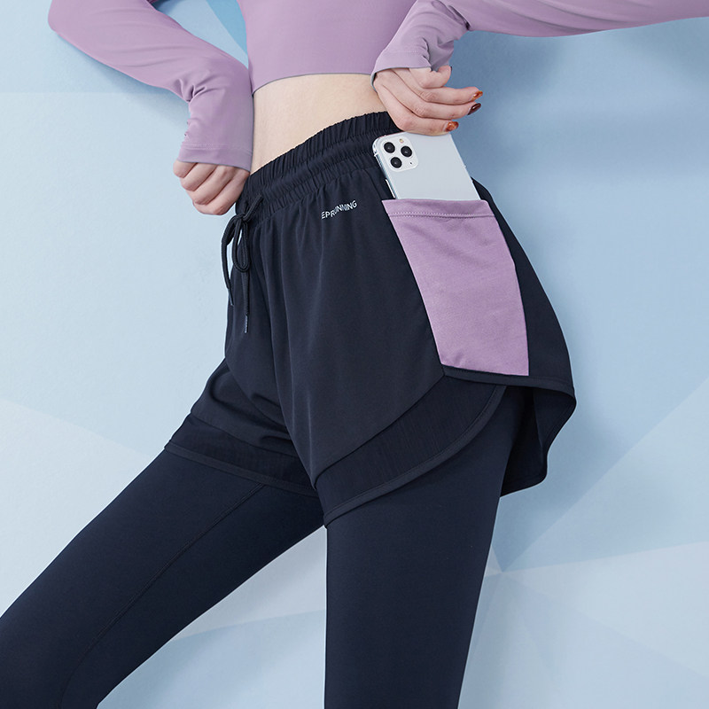 Yoga pants female fake two-piece thin sports pants net red running fitness peach hip training compression leggings