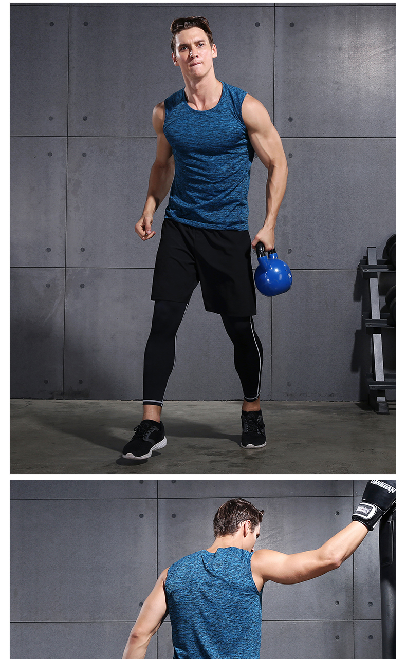 Vansydical Men Running Vests Quick Dry Compression Tights Gym Tank Top Sportswear Fitness Sleeveless T-shirts Sport Running Vest 11