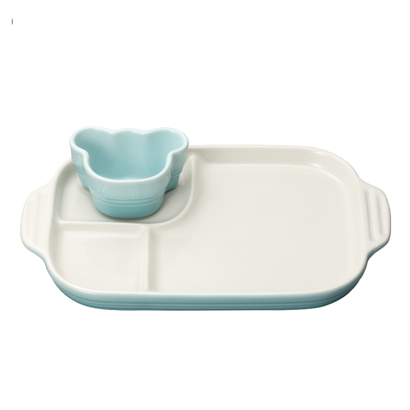 Thailand import LE CREUSET cool color stoneware children bake tank compartment tray soup bowl meal food 2 times