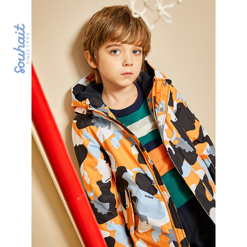 水孩儿 男童印花厚风衣外套 天猫优惠券折后¥129包邮(¥259-130)105~170码3色可选