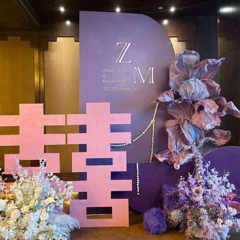 Net red engagement banquet layout decoration balloon background board decoration wedding out of the hotel background wall KT board custom model