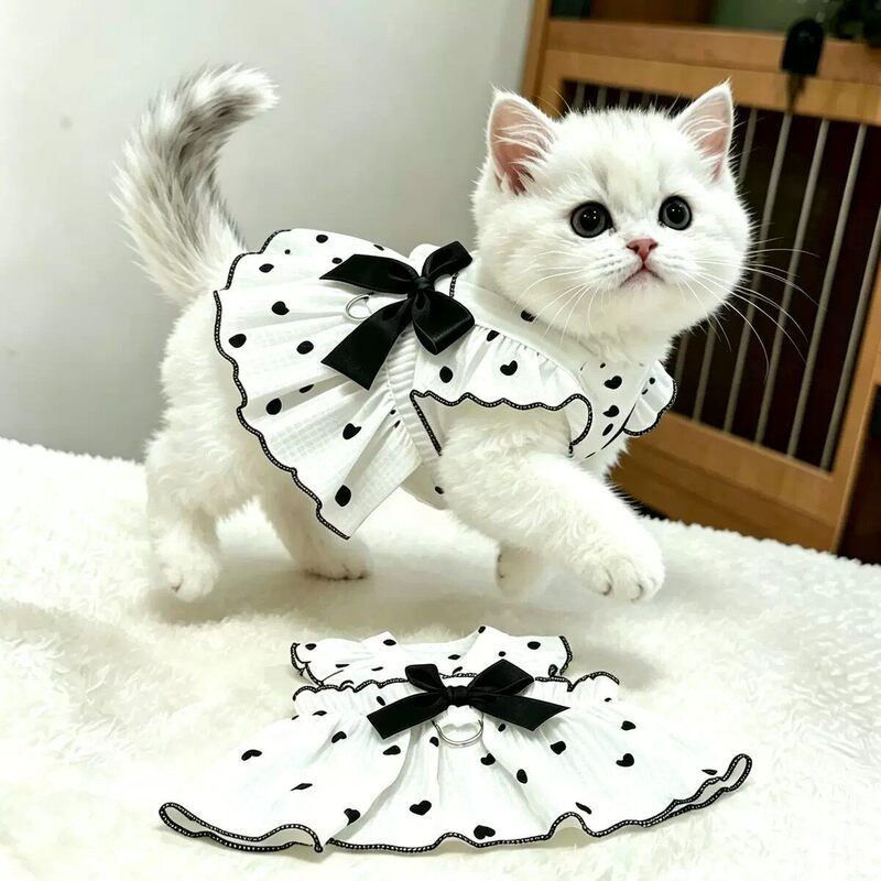 Kitten Clothes Summer Thin Stylish Dress for Pets, Gold and Silver Gradient Blue Cat Princess Style Dress