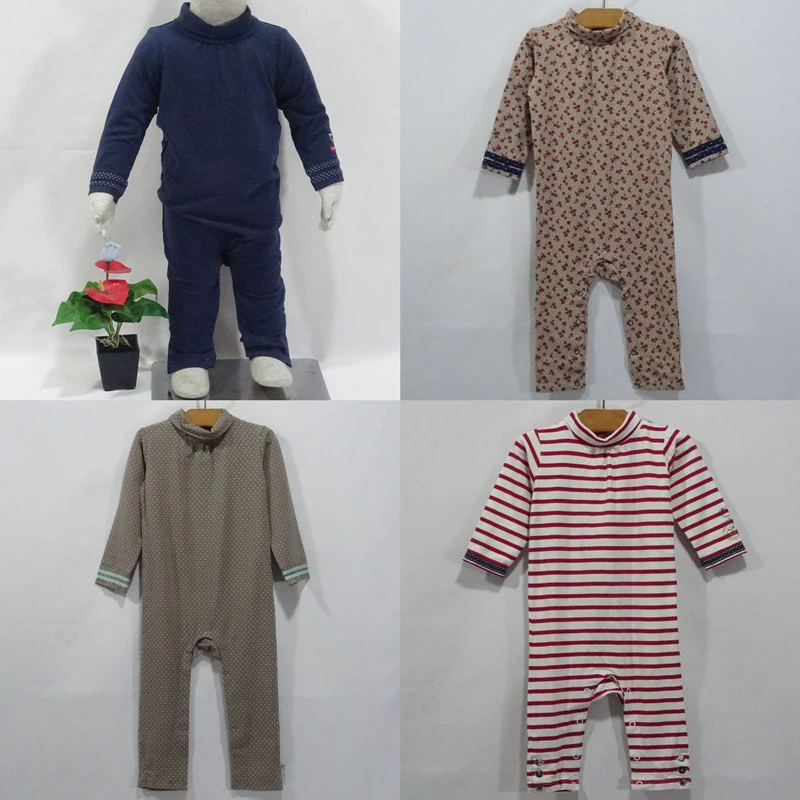 Quần áo bé gái dài tay một mảnh đáy quần bé cổ cao nửa quần áo điều dưỡng bụng bằng vải cotton () 1-24 tháng