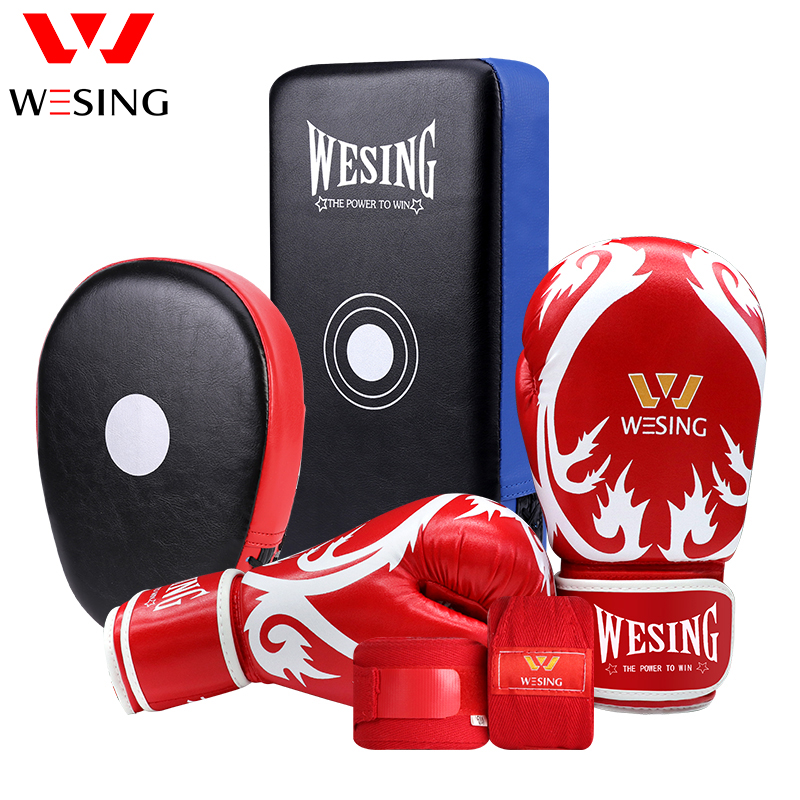 Jiurishan wesing boxing Sanda three-piece set adult children's boxing gloves gloves foot target hand target wrapped hand belt set