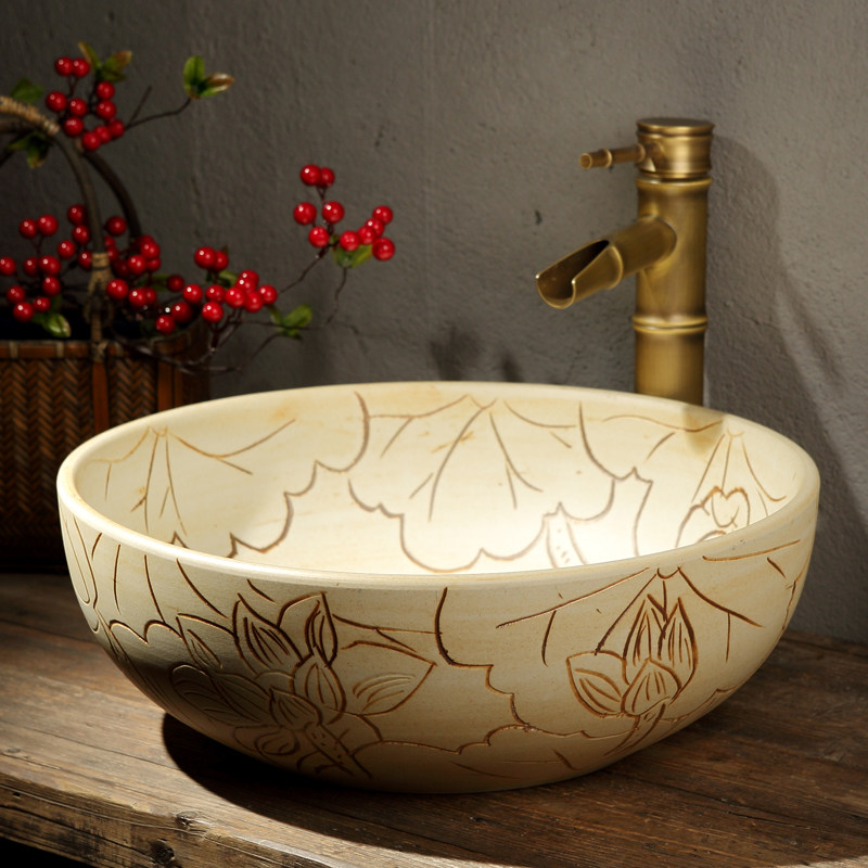 Ceramic Washbasin Terrace Basin Round Art Washbasin Eu Style Wash Basin Home Dressing Room Washbasin
