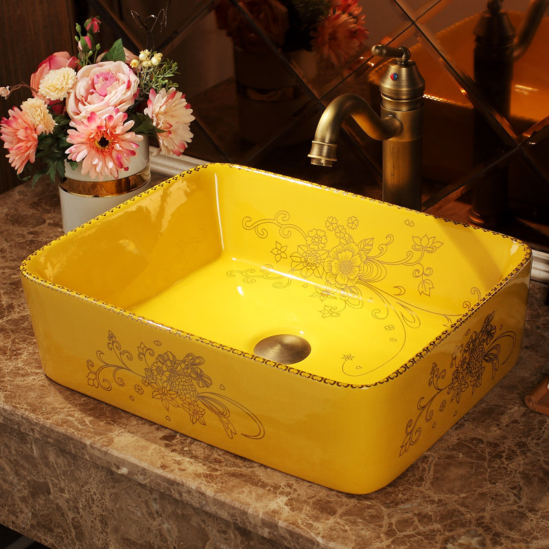 Upper Basin Washbasin Makeup Room Ceramic Art Terrace Basin Rectangular Home Washbasin Washbasin Terrace Basin