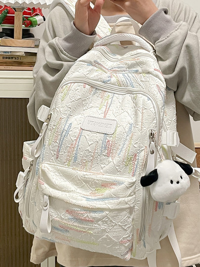 日系高颜值书包初中女生高中大学生大容量上课双肩包百搭旅游背包