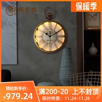 Maple Lan love Nordic retro silent living room home wall watch American country clock luminous personality Big wall clock