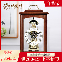 Light luxury pure copper movement mechanical clock living room home fashion solid wood retro clockwork clock bell desktop clock