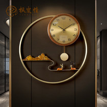 Fenglan love new Chinese pure copper solid wood wall clock living room home Fulu Wall watch fashion creative clock clock