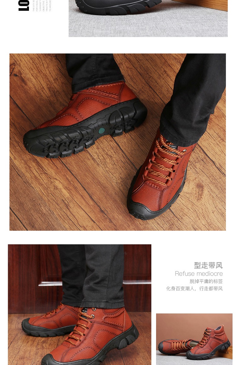 Giày nam mùa đông ngoài trời giày cao cổ thông thường da dày len sneakers chống trượt giày trung niên cotton đi giày giày cao cổ trắng