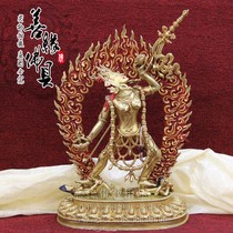 Import Nepal upscale pure handmade red copper full-time gold nalore hollow row Mother care Buddha statue high 40cm