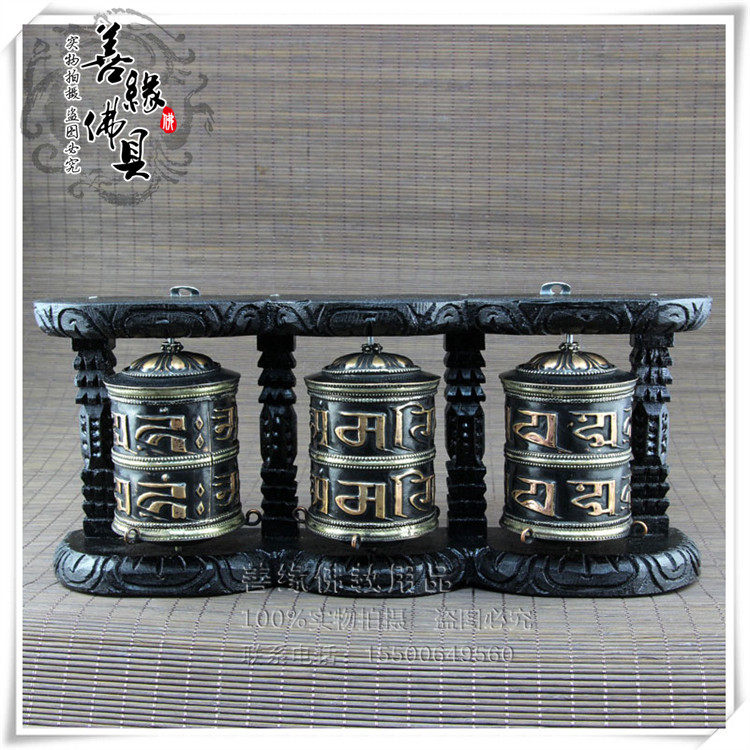 Nepalese pure handmade red copper transfer cylinder six words true to the cylinder pendulum piece hanging decoration transwarp wheel workmanship delicacy