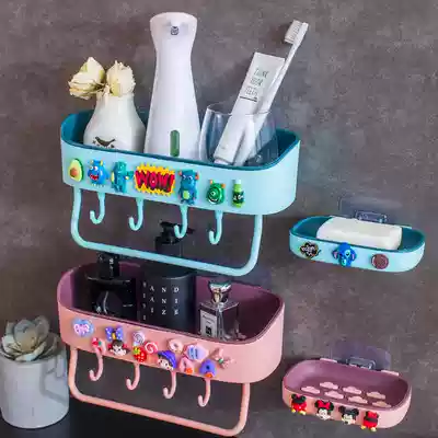 Powder room punch-free storage rack Wall wall-mounted bathroom toilet toilet wash table cute storage shelf