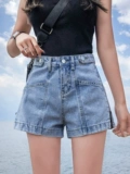 Джинсовая юбка, шорты, тонкие приталенные штаны, популярно в интернете, А-силуэт, свободный прямой крой, высокая талия