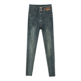 加绒牛仔裤女春秋冬2025年新款设计感显瘦高腰紧身小脚九分裤子女