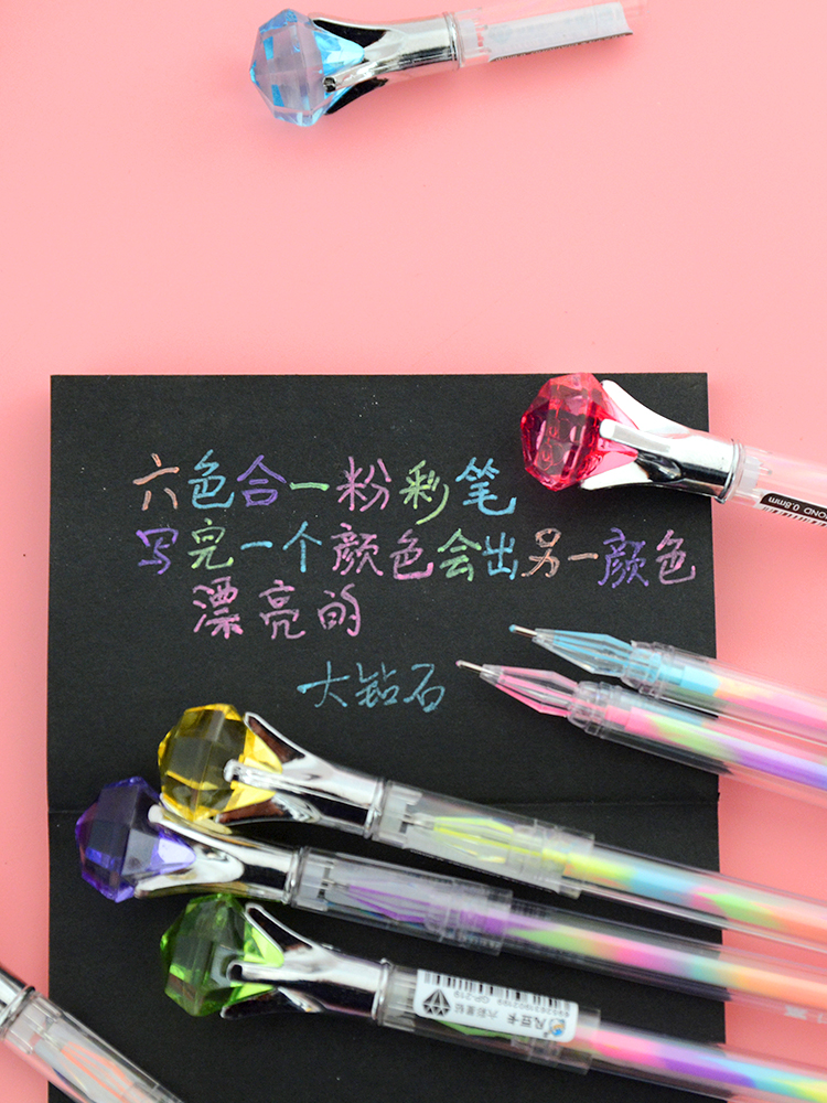 Pen Discoloration Pen Progressively Colored Fluorescent Fluorescent Pen Mark Diamond Colored Pen Six Color All-in-one Gradual Layer