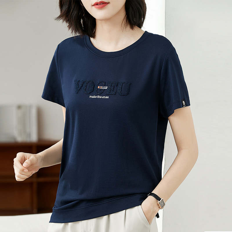The old customers direct the A D Hepburn summer new round collar short sleeve T-shirt with a thin coat of femininity