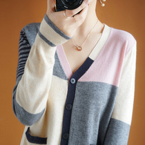 Bring your own suction eyewear physique bump color knit cardiovert 2021 autumn winter new collage loose wool fashion jacket