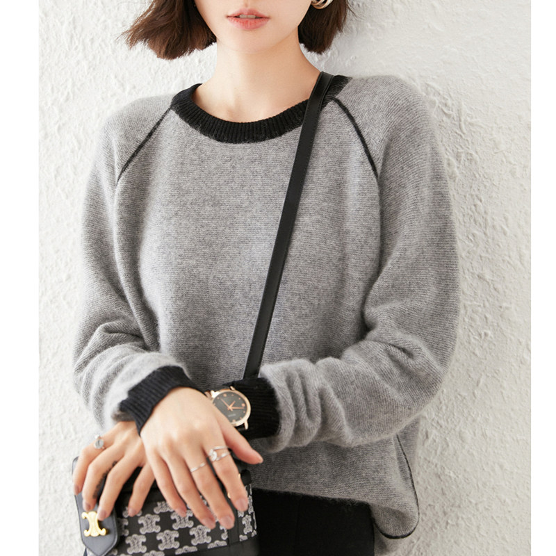 A D Hepburn Romantic Comfortable precious cashmere goat sweatshirt ~ autumn winter women pure color loose casual upper yi tide