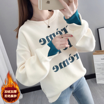 Single-wearing interias set for 2021 autumn and winter new fashion minus-age blouse letters printed with loose leisure and clothing